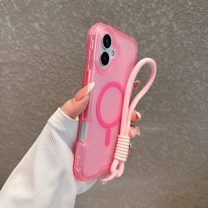 <span class=keywords><strong>Coque</strong></span> de téléphone hybride 2-en-1 en silicone antichoc avec design dégradé arc-en-ciel et cordon pour 16 Pro Max 14 Plus - Product Image 2