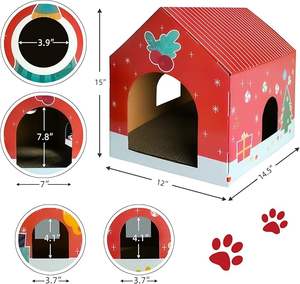 Luxuriöses Interaktives Umweltfreundliches Weihnachts-Katzenkratzhaus Festliches Pappspielhaus Karton-Feiertagsgeschenk-Deko Inklusive Katze - Product Image 2