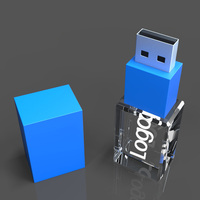 Memoria USB 3.0 Personalizada con Cristal y Luz LED, 2GB 4GB 8GB 32GB 64GB, Pendrive de Cristal