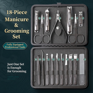 Set de Manicura y Pedicura de 18 Piezas, Kit Portátil de Cortauñas de Acero Inoxidable, Herramientas de Cuidado Personal con Estuche para el Hogar o Salón - Product Image 2