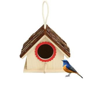 บ้านนกไม้ทรงสามเหลี่ยมน้ำหนักเบาเรียบง่ายสำหรับแขวนกลางแจ้งทุกฤดู - Product Image 1