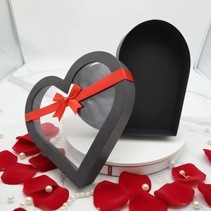 High quality gift <b>box</b> with <b>black</b> heart-shaped transparent window design, customizable according to needs - Product Image 2