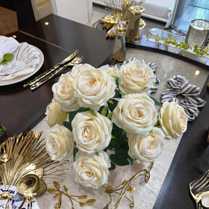 Ramo de Rosas Artificiales de Seda de Alta Calidad con 9 Cabezas, Flores Personalizadas para Decoración de Bodas, Flores para Novias - Product Image 2