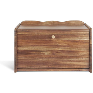 Boîte de rangement en bois pour pain avec couvercle, récipient alimentaire de cuisine pour pain et desserts - Product Image 1