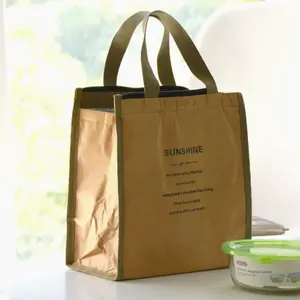 กระเป๋าใส่อาหารกลางวัน Tyvek สีเขียวอ่อนมีโลโก้ออกแบบได้ตามที่ต้องการ