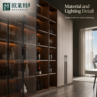 Armoire à vin ARET en mélamine sur mesure avec éclairage LED, écologique et grande capacité, meuble moderne pour salon