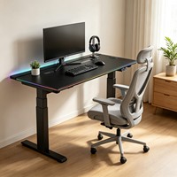 Bureau de jeu électrique à double moteur pour l'e-sport avec plateau à câbles rabattable et commandes mécaniques à mémoire de forme