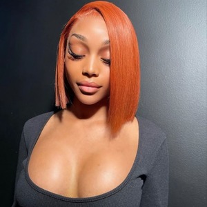 Venta al por mayor 10-18 pulgadas negro brasileño virgen Peluca de pelo corto 8-14 pulgadas <span class=keywords><strong>Bob</strong></span> recto para las mujeres de encaje Frontal pelucas de cabello humano grande - Product Image 3