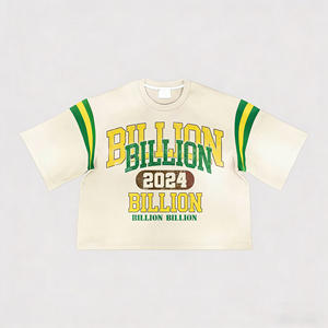 Custom Crew Neck Silk Screen Printed Cotton Oversized Vintage Acid Washed <b>Animal</b> Breathable Drop Shoulder Boxy Cropped T Shirt - Product Image 2