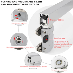 Rail de guidage pour <span class=keywords><strong>porte</strong></span> <span class=keywords><strong>coulissante</strong></span> de grange en aluminium, pour meuble de rangement bidirectionnel, <span class=keywords><strong>porte</strong></span> en bois - Product Image 4
