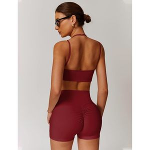 Two Piece Workout <b>Set</b> Women Sports Bra High Waist Scrunch Butt Shorts Yoga Gym Athletic Clothes Spandex Polyester - Product Image 3
