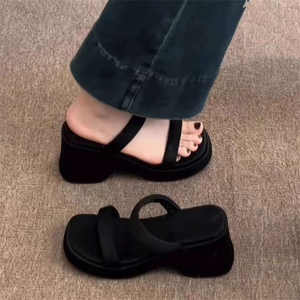 Sandalias Planas de Plataforma con Tacón Alto y Diseño de Suela Gruesa, para Primavera/Verano, Uso en Exteriores, Cierre Deslizante, Amortiguación Evergreen - Product Image 3