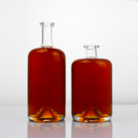 Bouteilles en verre rondes en liège personnalisées pour rhum, whisky, vodka, tequila, spiritueux, 750 ml, luxe, écologiques, sérigraphiées