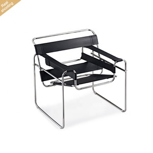 Populaire Best-seller Chaise design classique en cuir et cadre en acier Chaise longue confortable Fauteuil de salon - Product Image 1