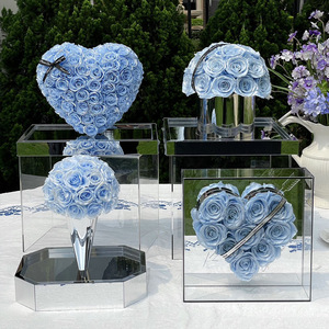 Romantic Luxury Everlasting Natural Forever Long Lasting Immortal Preserved A Grade Real Heart Roses In Acrylic Gift Box
