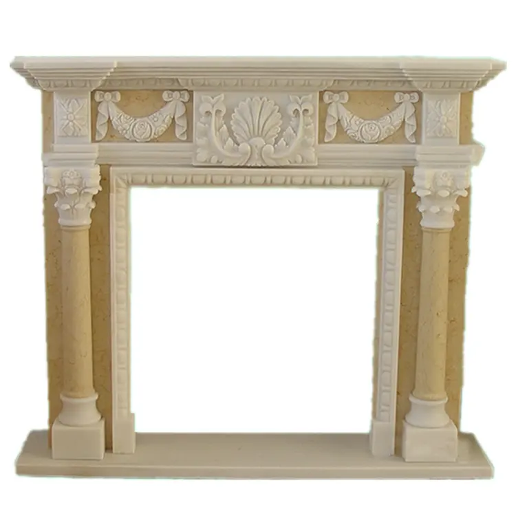 Estilo europeo empalme color interior decorativo independiente natural egipcio beige mármol piedra chimenea