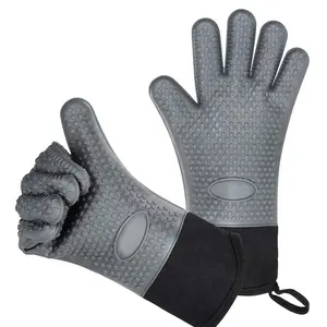 Juego de guantes de silicona resistentes al calor, manoplas para horno con forro suave, buen agarre, almohadillas calientes para cocina y horneado