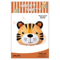 Ballon en aluminium en forme de grand animal de dessin animé (tigre, lion) pour décoration de fête d'anniversaire, version jouet, avec emballage cartonné - Vente en gros