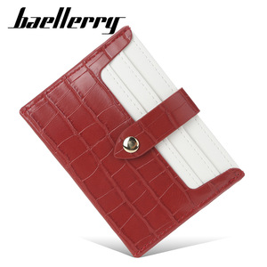 กระเป๋าใส่บัตร Baellerry สำหรับผู้หญิง แบบมินิ สีสันตัดกัน ทำจากหนัง PU  บางเฉียบ ใส่บัตรเครดิตได้ ปิดด้วยหัวเข็มขัด  กระเป๋าสตางค์แฟชั่น ขนาด 4 นิ้ว - Product Image 1