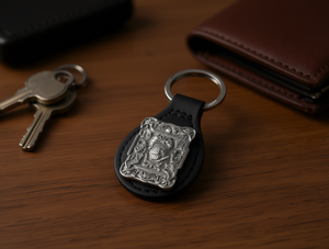 Portachiavi Quadrato in Lega di Zinco Argento Opaco Nero, Lussuoso Portachiavi in Metallo, Regalo - Product Image 2