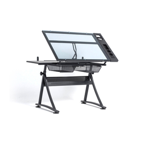 Chất Lượng Cao Trong Suốt Phác Thảo Vẽ Glass Top Chiều Cao Điều Chỉnh Bàn Với Pencil Chủ Và Hai Ngăn Kéo - Product Image 4