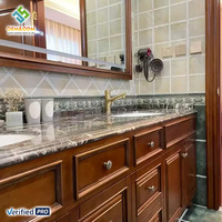 Ensemble de meubles de salle de bain en bois massif moderne OEM, table en cuivre, bureau, armoire, panneau, miroir, lavabo, robinet, eau, bar à domicile, hôpital