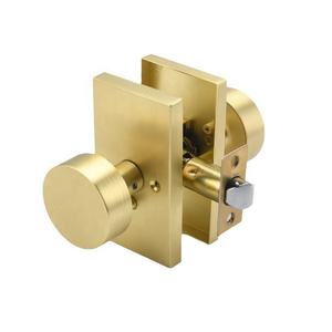 Gaya Amerika privasi pegangan pintu Interior Satin kuningan kamar tidur Matt hitam kamar mandi Modern Gagang pintu bulat kunci persegi panjang - Product Image 4