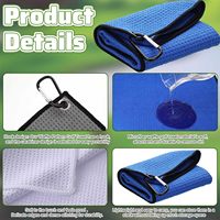 Serviette de golf en microfibre à motif gaufré 40*40cm avec clip pour tournoi, club, fitness