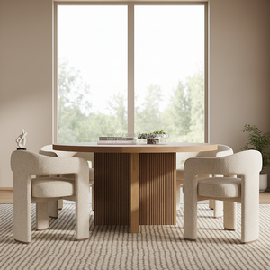 Móveis de Sala de Jantar de Estilo Simples e Luxuoso FERLY, Conjunto de Mesa de Madeira com 6 Cadeiras - Product Image 2