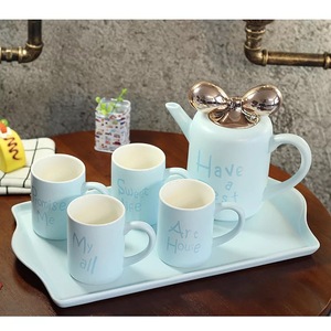 Service à thé de l'après-midi en porcelaine fine Bow-Tie English, tasses à café en céramique aux couleurs macaron, design frais et mignon, coffret cadeau pour la maison - Product Image 3
