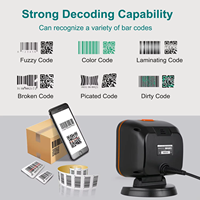 Lecteur de Codes-Barres Omnidirectionnel 2D, Scanner de Bureau QR Code pour Supermarché, avec Détection Automatique Data Matrix PDF417