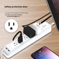 Multiprise américaine standard à 6 prises avec charge rapide USB (4 ports), pour ordinateur portable, électrique, bicolore (noir et blanc), câbles de 1,8 m