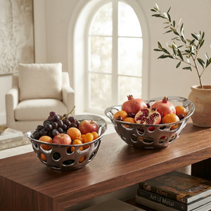 Hot Vantage Bol de fruits en aluminium nickelé de luxe moderne et luxueux au look haut de gamme pour la cuisine et la décoration de la maison - Product Image 1