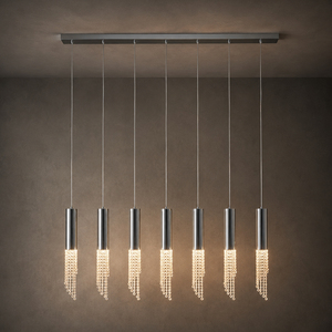 Luminaire suspendu moderne en cristal à tube long pour salle à manger, îlot de cuisine, lustre linéaire pour la décoration de la maison - Product Image 2