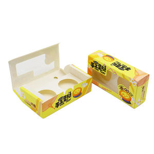 Boîte d'emballage <span class=keywords><strong>de</strong></span> tarte aux œufs en carton blanc personnalisé Boîte en carton pour desserts et pâtisseries avec papier pour fenêtre - Product Image 1