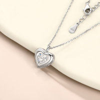 Bijoux fins, collier avec pendentif en argent sterling 925, coupe princesse, CZ Hrart, élégant