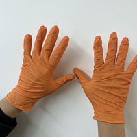 Gants en nitrile robustes de 8 mil noir Orange Texture de diamant industriel imperméable anti-dérapant pour le travail de garage de réparation de voiture