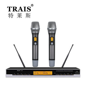 Trais ไมโครโฟนไร้สายสองช่องสีฟ้าไมโครโฟน KTV คลับไมโครโฟน<span class=keywords><strong>คาราโอเกะ</strong></span> - Product Image 4