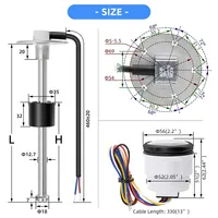 Harga Pabrik 2'' 52mm Pengukur Oli Otomatis Kapal Laut Motor Pengukur Level Tangki Bahan Bakar 0-190 Sensor Pelampung Bahan Bakar + Lampu 7 Warna Kustom