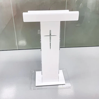 Pupitre acrylique chaire plate-forme acrylique podium chaire acrylique blanc podium chaire d'église avec croix d'église chrétienne