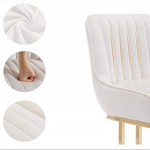 <span class=keywords><strong>Fauteuil</strong></span> Moderne en Velours <span class=keywords><strong>Beige</strong></span> avec Accents Dorés pour Salon, Chaise de Salle à Manger Italienne de Luxe, <span class=keywords><strong>Fauteuil</strong></span> Compressé de Luxe - Product Image 3