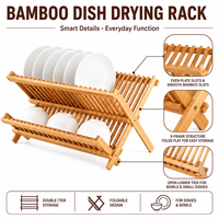 Égouttoir à vaisselle en bambou pliable, égouttoir à vaisselle pliable, égouttoir à vaisselle en bois