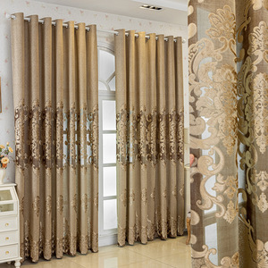 Cortinas Opacas Ignífugas de Poliéster 100% con Bordado Estilo Europeo, Aislantes para Sala de Estar, con Cenefas, Gran Venta - Product Image 1