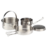 Batterie de cuisine en acier inoxydable, ensemble de cuisine pour sac à dos, batterie de cuisine pour le camping, kit de casseroles et poêles, vaisselle portable