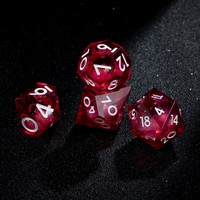 Ensemble de dés en résine liquide rouge, 7 pièces, bords tranchants, polyédriques, pour D&D, jeux de rôle de table