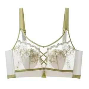 Ensemble de soutien-gorge de sport en dentelle florale sexy pour femmes, taille plus, bonnet 3/4, bretelles en Y au dos, respirant, sans couture, antibactérien, séchage rapide - Product Image 3