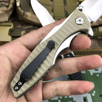 Couteau pliant CPM Blade Spear Point à bord plat, manche G10, qualité DIY, pour camping, chasse, usage extérieur (personnalisable OEM)