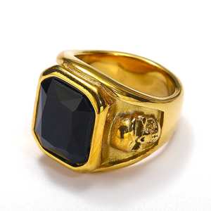 Anillos de Calavera Punk Ovalados de Acero Inoxidable <span class=keywords><strong>Atila</strong></span> AJ-0211 con Baño de Oro de 18K y Circonita Cúbica para Hombre, Ideales para Fiestas y Bodas, Venta al por Mayor - Product Image 5