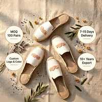 Espadrilles mules en tissu écologique avec logo personnalisé, bout carré, sandales décontractées d'été avec semelle en corde