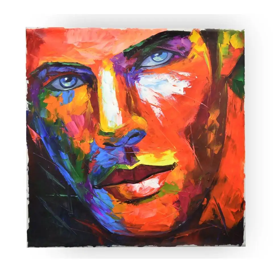 Pintura de óleo retrato pintada à mão colorida abstrata moderna personalizada